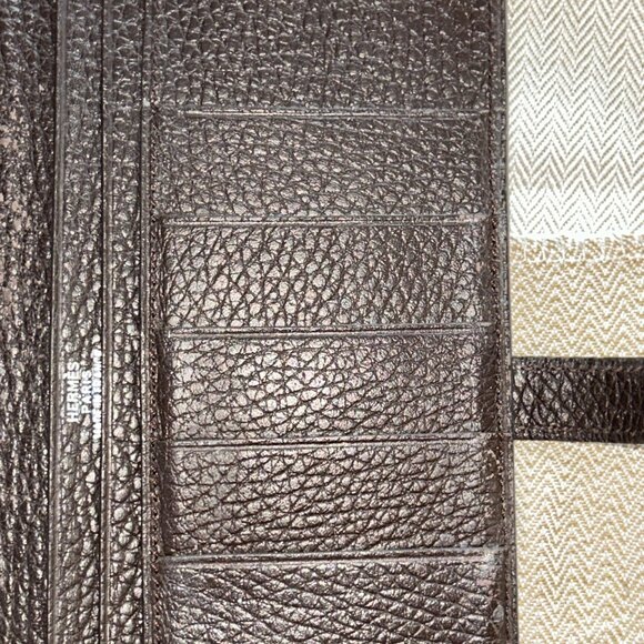 Vintage Hermes Bearn H Wallet Brown Leather H Logo Long Wallet, box dust France - Picture 6 of 12